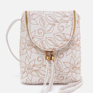 Hobo Intl   White Embroidered Leather Fern Crossbody Convertible Bag W/Pockets